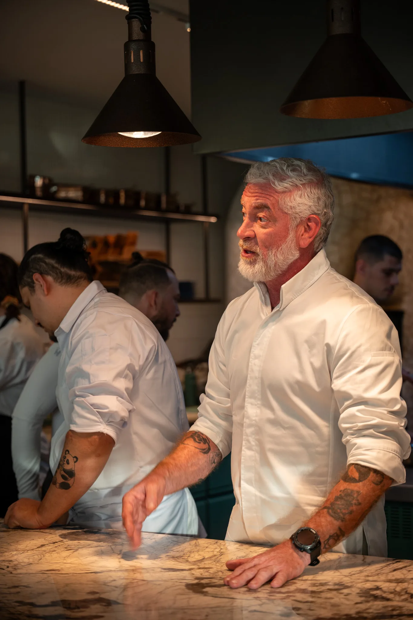 The chef at the pass during service
